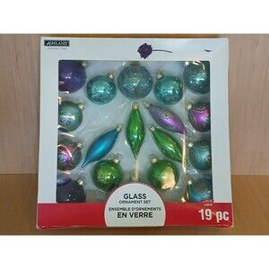 Ashland Glass Christmas Ornaments Holiday Tree Decorations 18 Piece Set